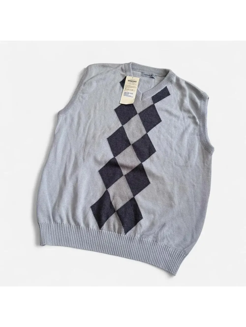 Grey Argyle Sweater Vest